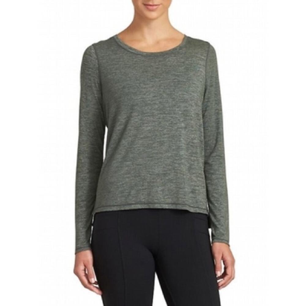 Athleta Odyssey Heathered Gray Split-Back Long Sleeve Top Women's Size Medium